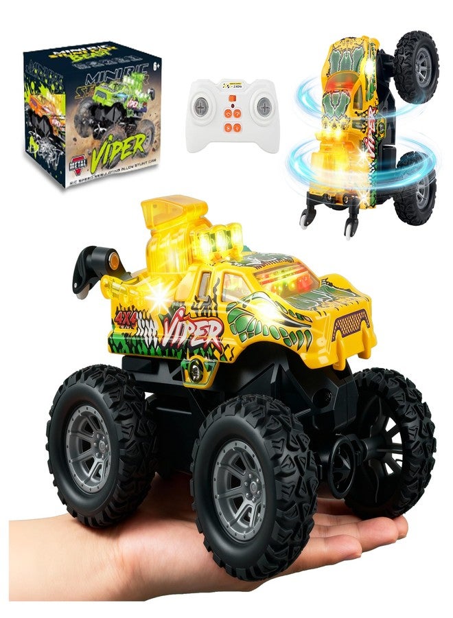 بيزغار ألعاب شاحنة الوحش الصغيرة من بيزجار - سيارة تحكم عن بعد بتردد 2.4 جيجاهرتز بمقياس 1:64 مع أضواء ملونة، تدور 360 درجة، هيكل معدني - شاحنة وحش تعمل بالتحكم عن بعد للأولاد والبنات من عمر 3 إلى 8 سنوات (أصفر) - Image 1